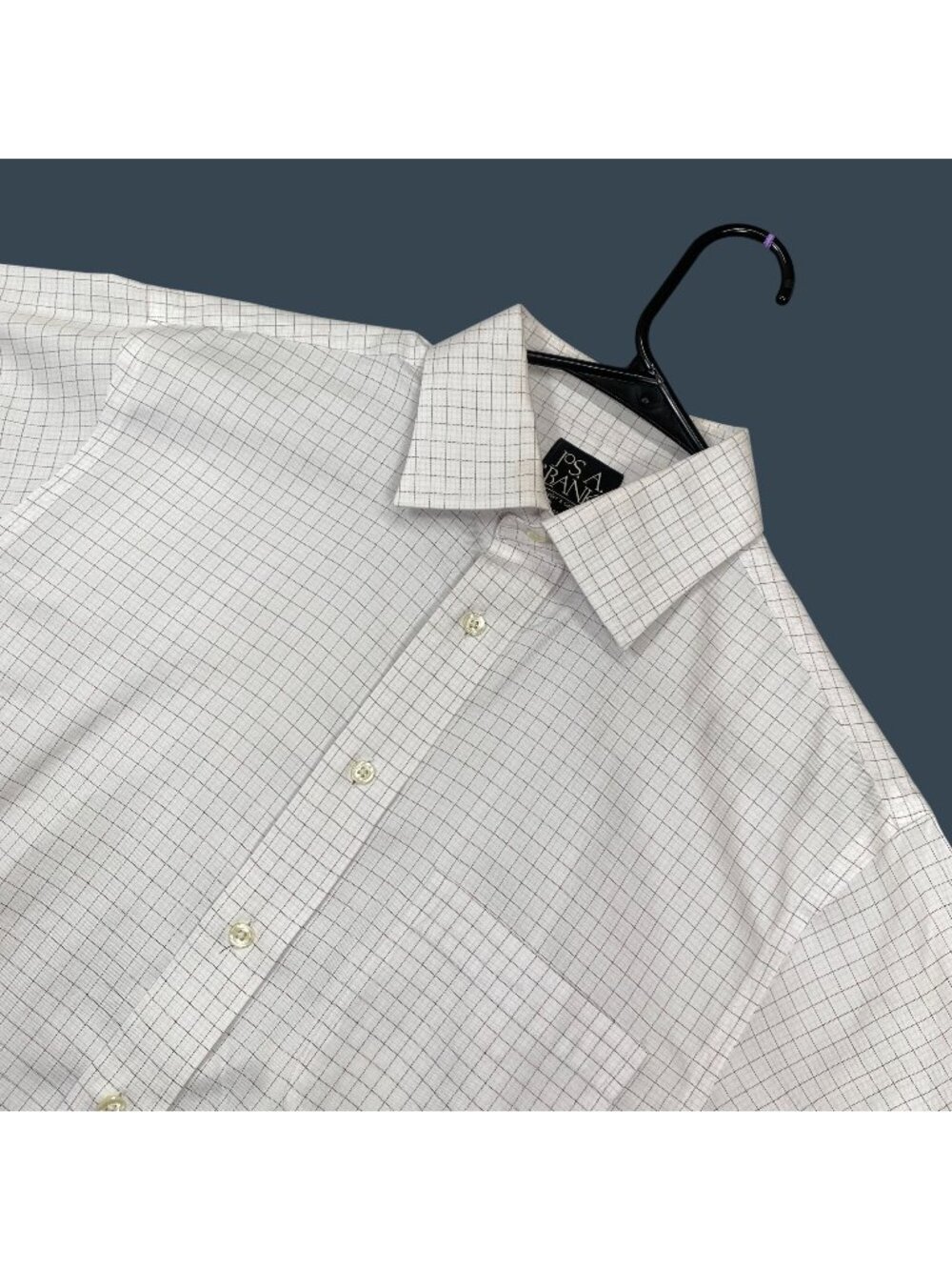Jos. A Bank Travelers Collection Mens Tailored Fit Checkered Dress Shirt 15.5-33